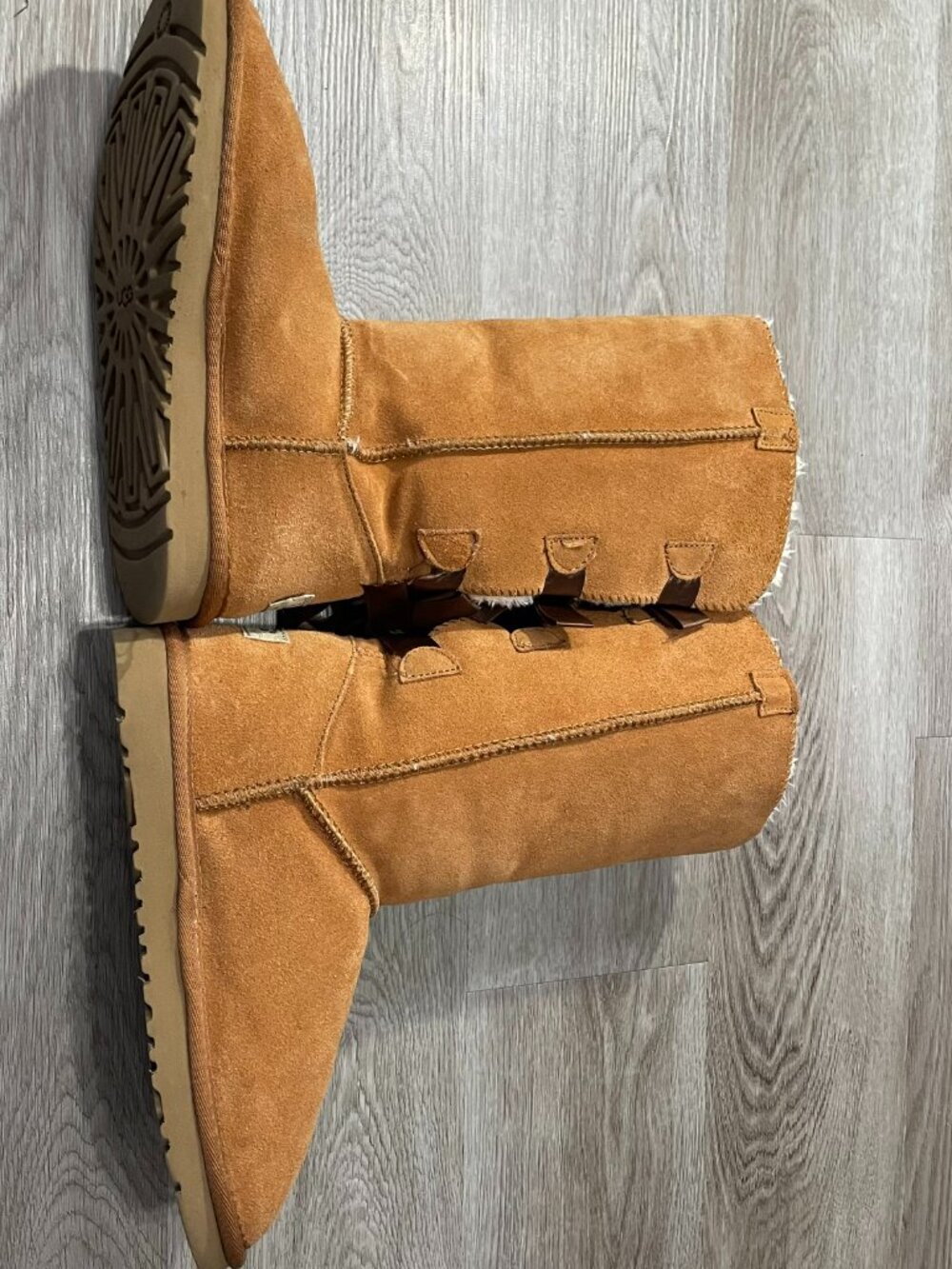 UGG Brown Ribbon Boots 9 - Picture 7 of 11